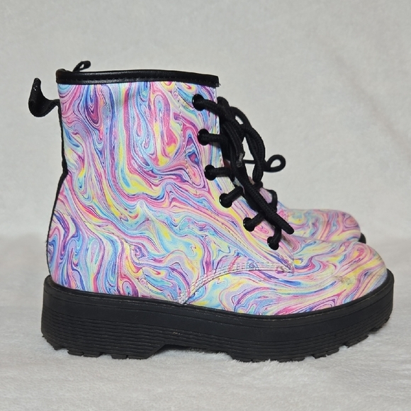 Skechers Gravlen Swirlicious LiL Girl's Boots Hi-Top Zip BOOT KAWAII ARTSY  SZ1 - Picture 4 of 14